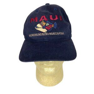 Maui Hawaii Mens Embroidered Blue Hat Adjustable Cap Fish Design